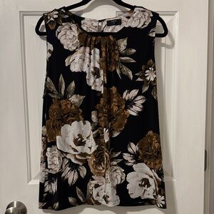 TAHARI CL Women’s Floral Sleeveless Top - Black and Brown